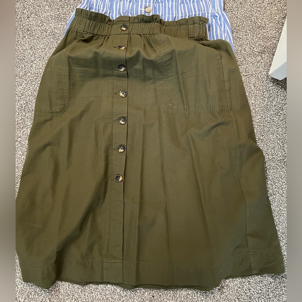 Madewell army green a line skirt size M